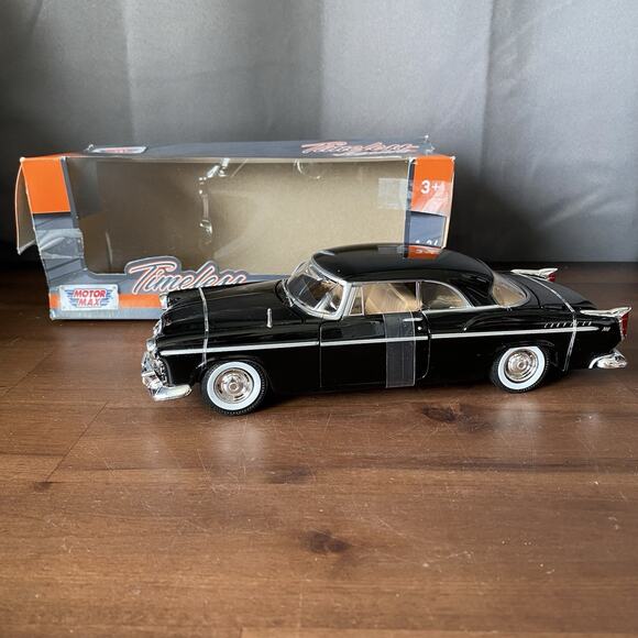 1955 Chrysler C300 Black Diecast Model Toy Car 1/24 Scale Motor Max - Picture 1 of 10